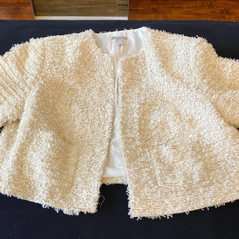 H&M Cream Bouclé Open-Front Jacket - Picture 1 of 11